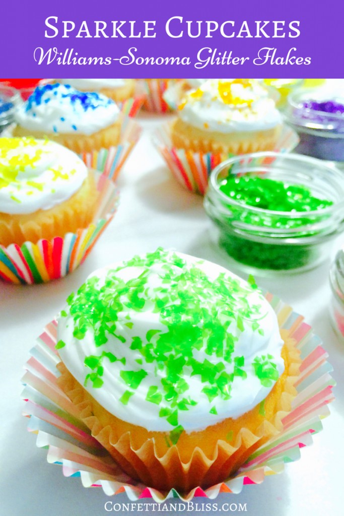 How to Make Sparkle Cupcakes with Williams Sonoma Glitter Flakes | Celebrate Spring