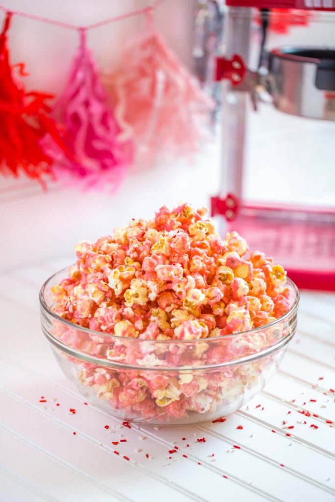 Pink Popcorn with a West Bend popcorn popper.