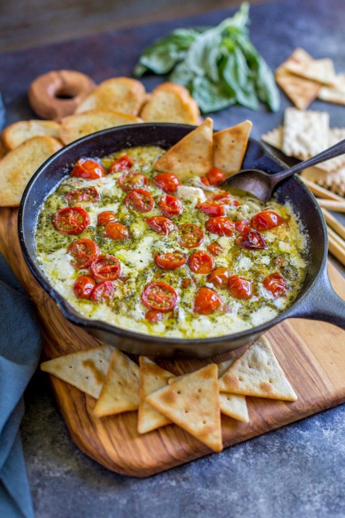 Best Queso Dip Recipe served with crostini