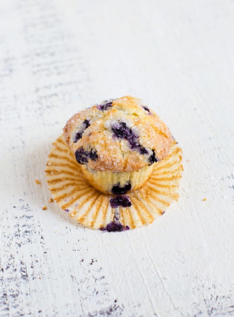 Blueberry Muffin with paper wrapper removed