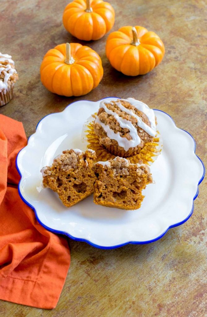 Pumpkin Muffins with Streusel and Icing