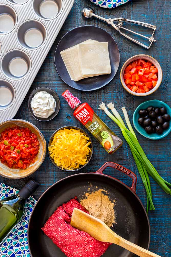 Ingredients for taco cups.