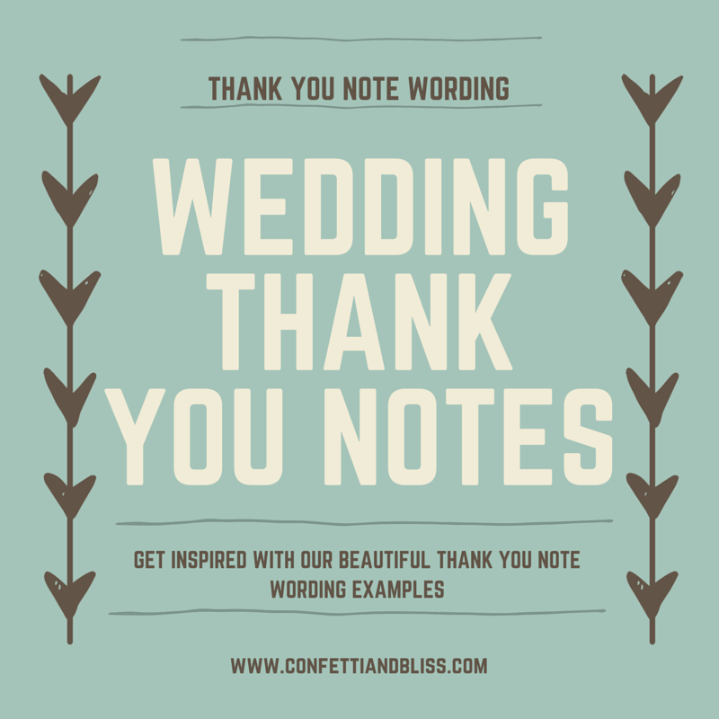 Wedding Thank You Note Wording Generous Wedding Gifts