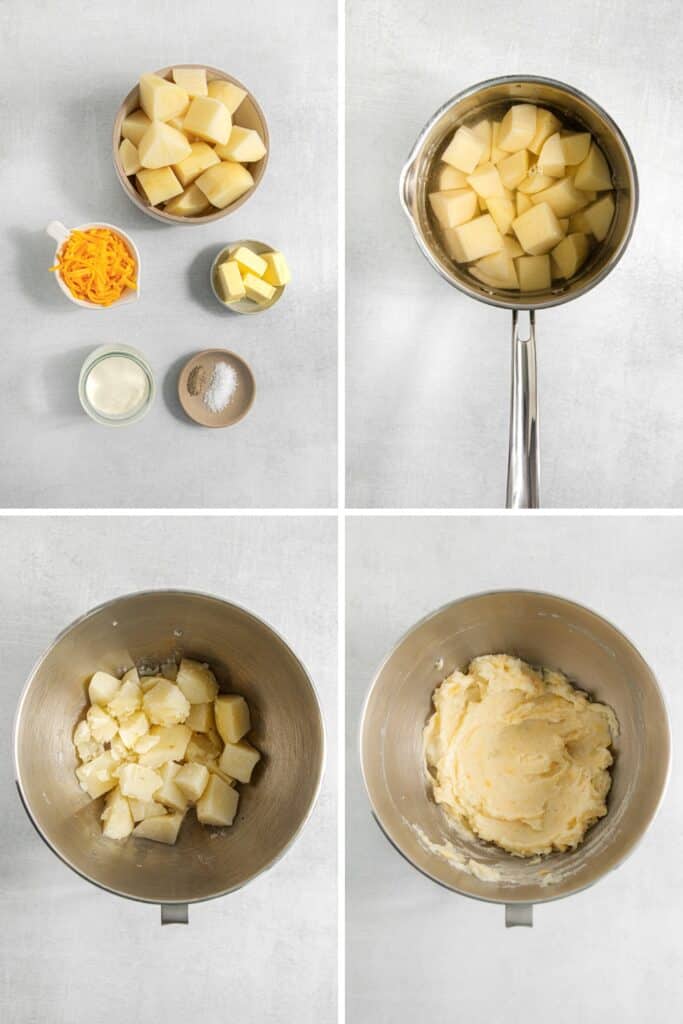 How to make cheesy mashed potatoes for a cottage pie.