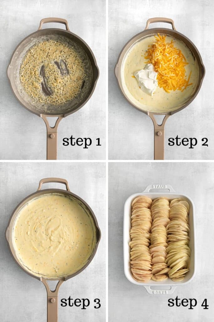How to make the cheese sauce for scalloped potatoes.