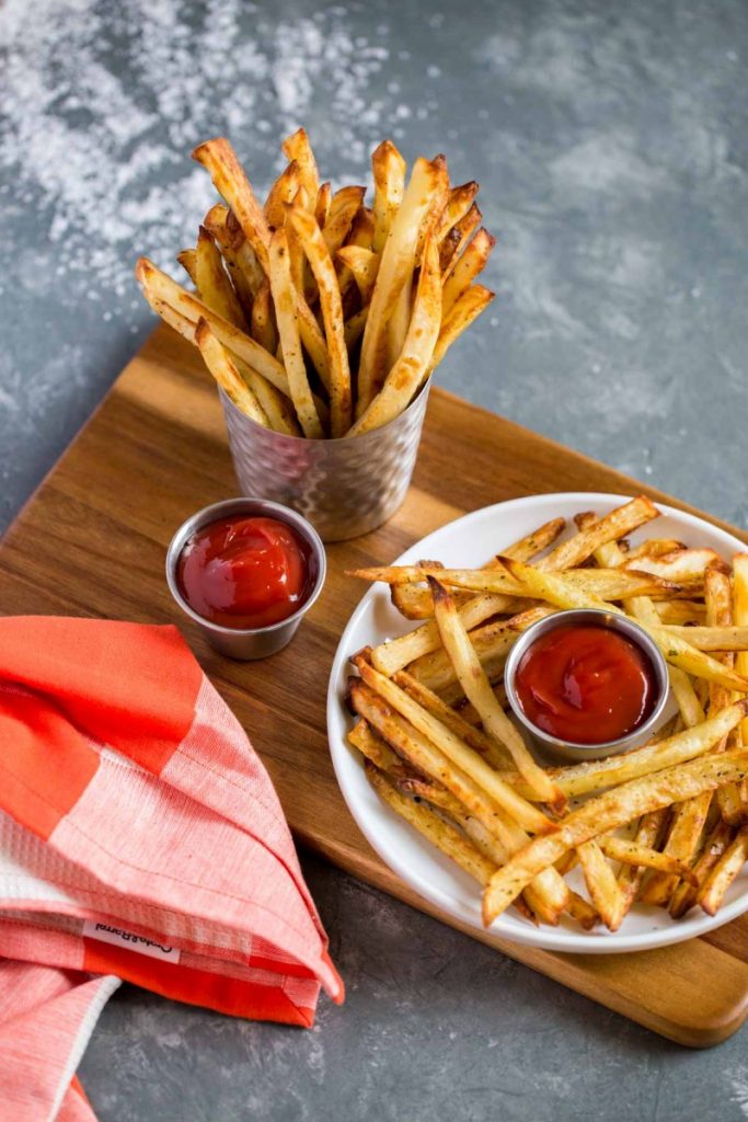 How to make homemade French fries in the oven.