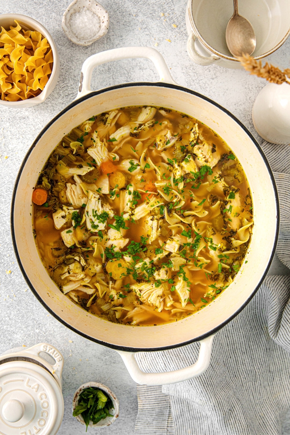 Chicken Noodle Soup with Egg Noodles - Nourish and Fete