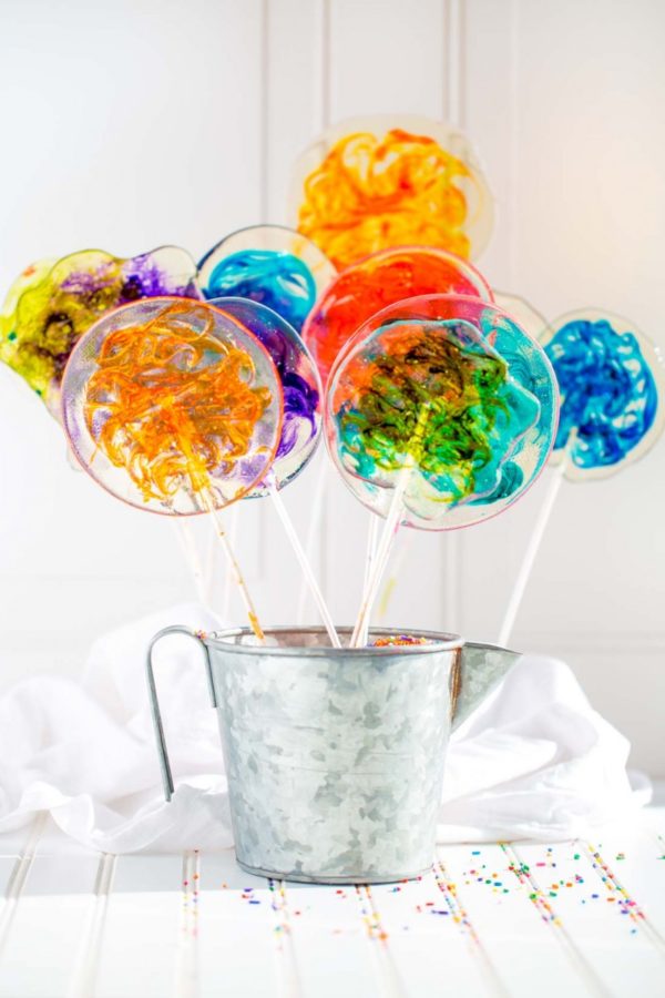 Stained Glass Lollipops with bright colorful swirls.