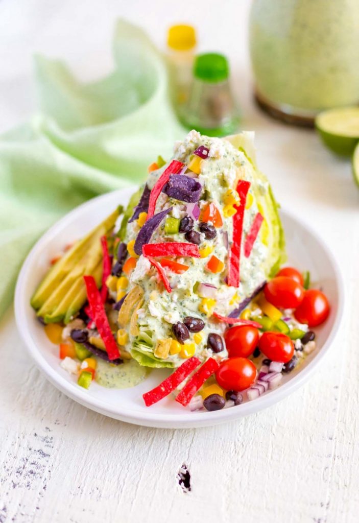 Colorful Mexican Salad served on a white plate.