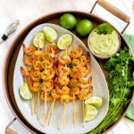 Recipe for Spicy Grilled Shrimp Skewers with Avocado Lime Dipping Sauce