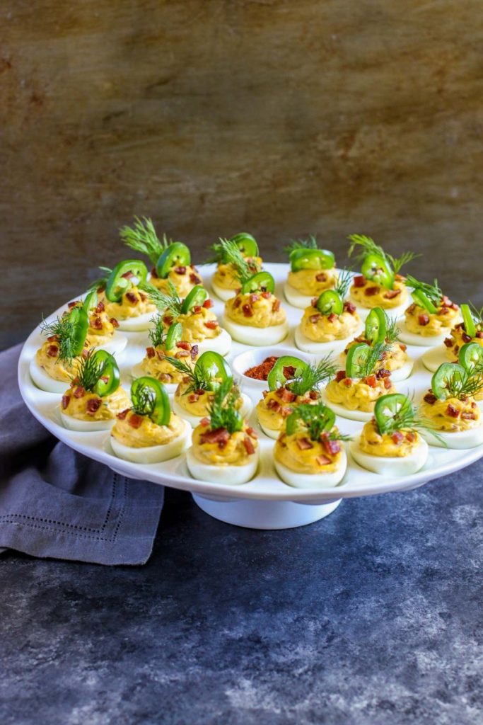 Best Deviled eggs on a serving tray
