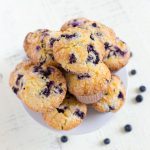 Blueberry Muffins on a cake stand