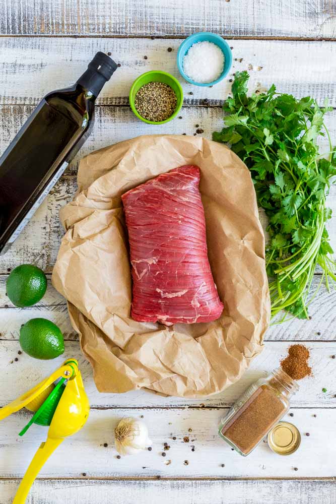 Ingredients for preparing authentic carne asada.