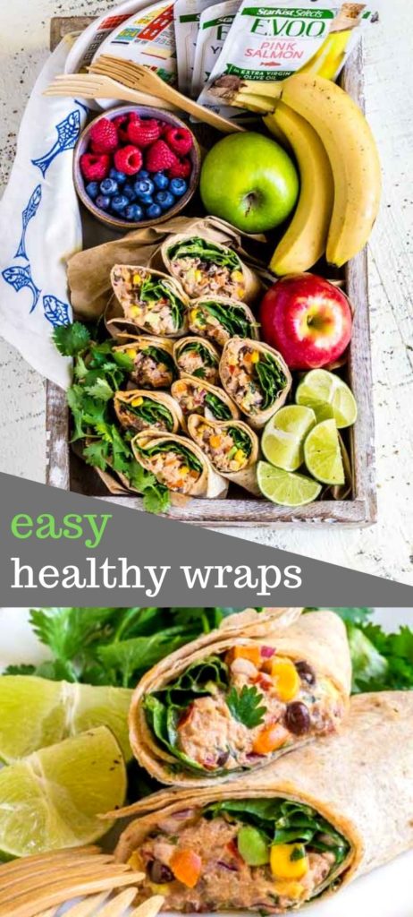 Pinterest image for healthy wraps with chipotle mayo