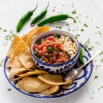Chips and salsa served in authentic Mexican handmade serveware.