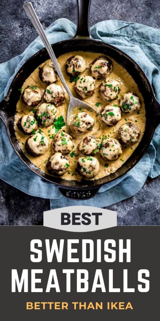 Pinterest graphic for best Swedish meatball recipe.