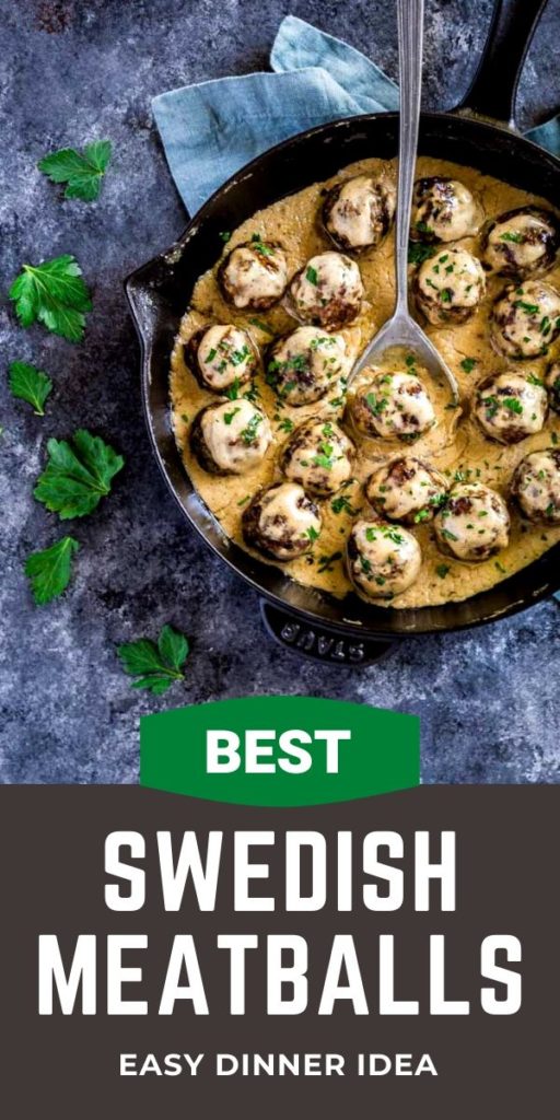 Pinterest graphic for best Swedish meatballs