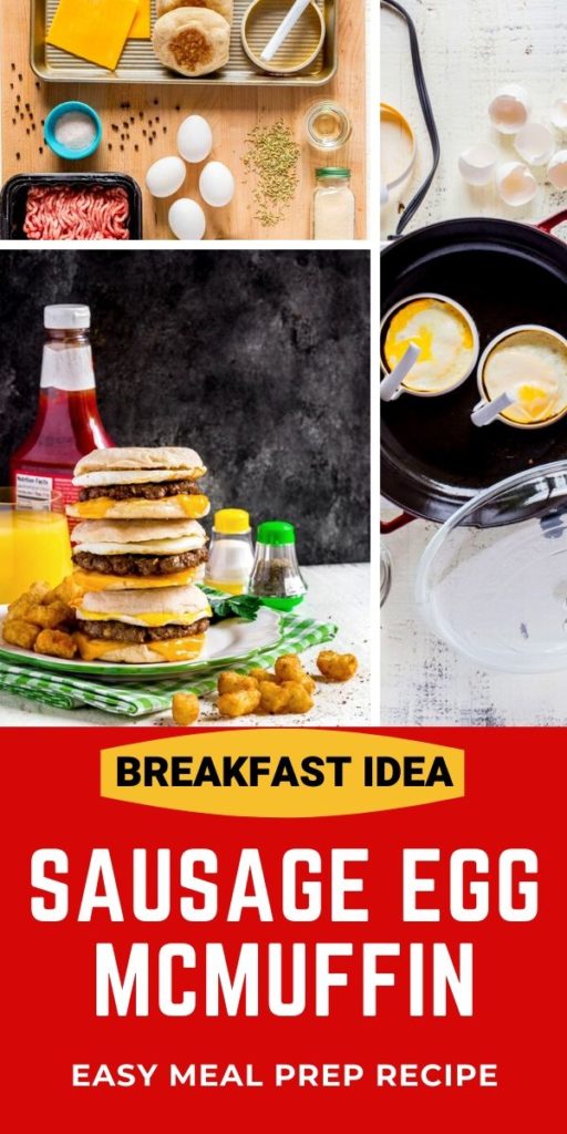 Pinterest graphic for copycat McDonald's Sausage Egg McMuffin.