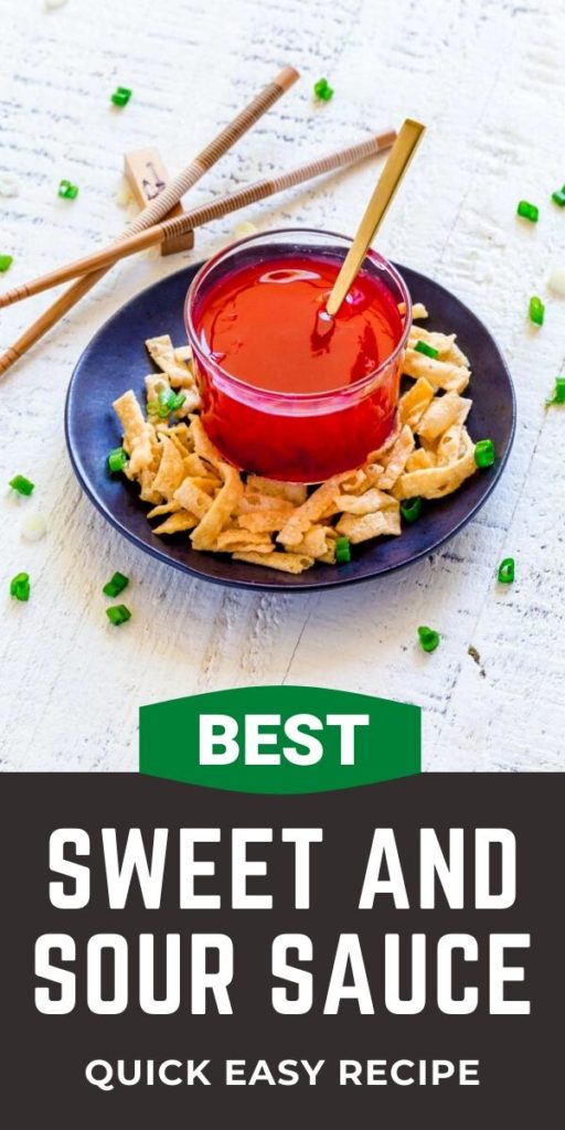 Pinterest graphic for sweet and sour sauce recipe.
