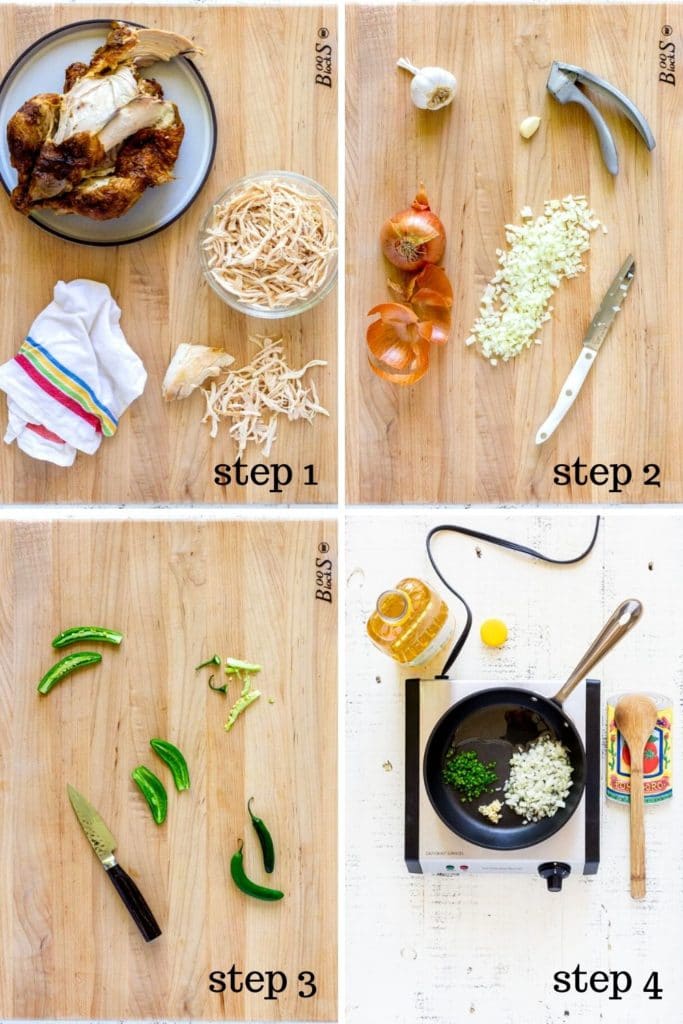 4 recipe images showing how to make homemade taquitos.