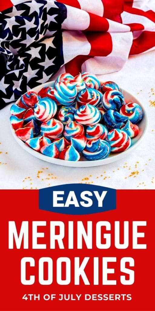 Pinterest Graphic for 4th of July cookies in red, white and blue.