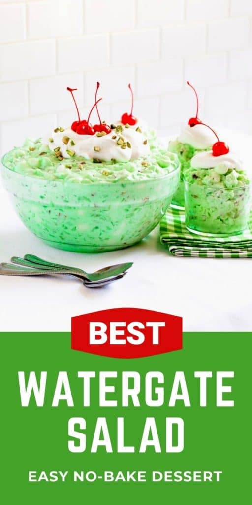 Pinterest Graphic for Watergate Salad / Pistachio Fluff Dessert