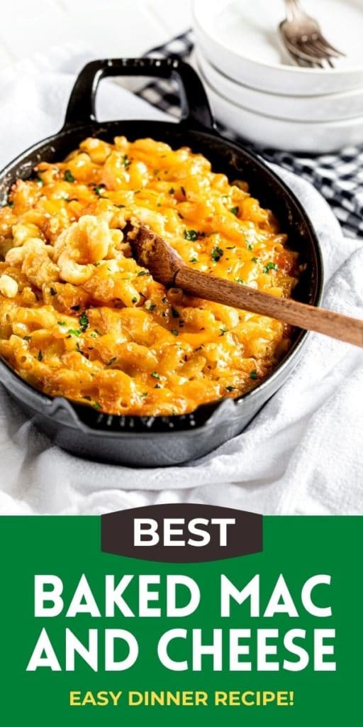 Pinterest graphic for best baked mac and cheese.