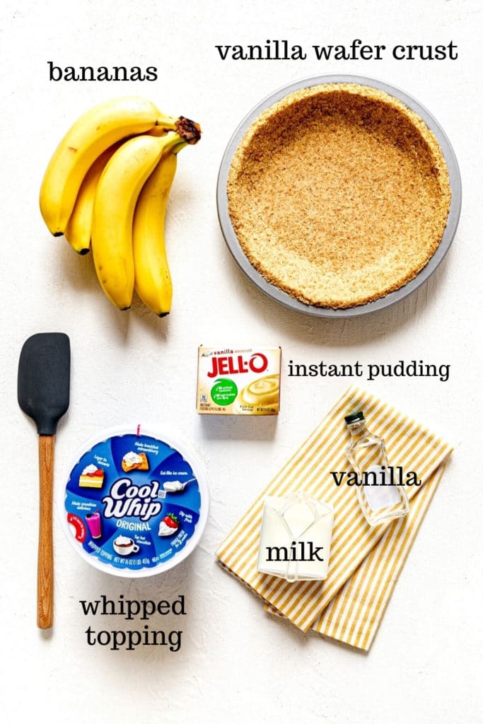 Ingredients for Banana Pudding Pie, AKA Banana Cream Pie.