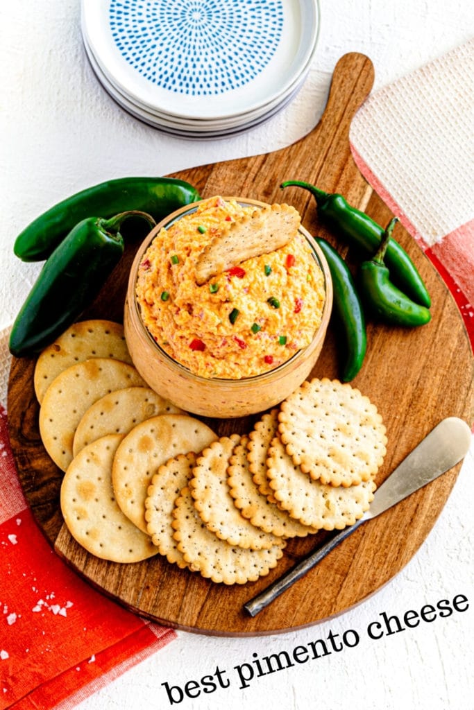 Pinterest graphic for jalapeno pimento cheese dip.