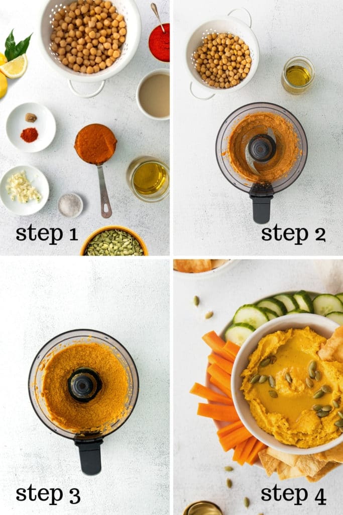How to make pumpkin hummus in 4 easy steps.