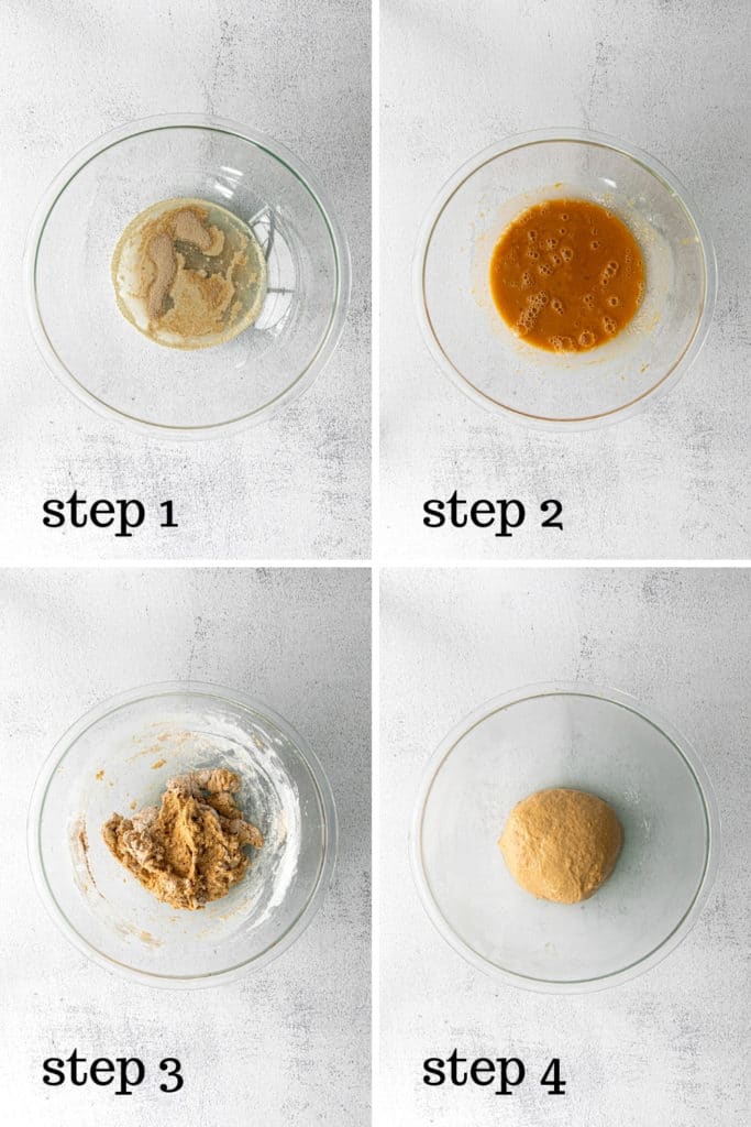 How to make the dough for pumpkin bagels in 4 easy steps.