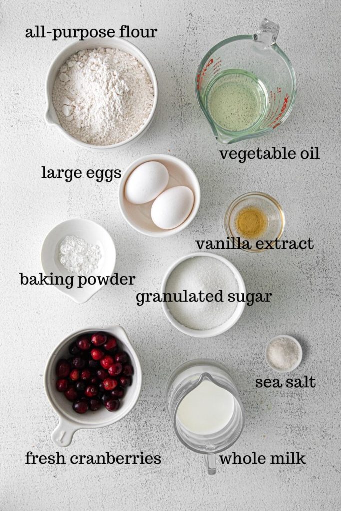 Ingredients for cranberry cupcakes recipe.