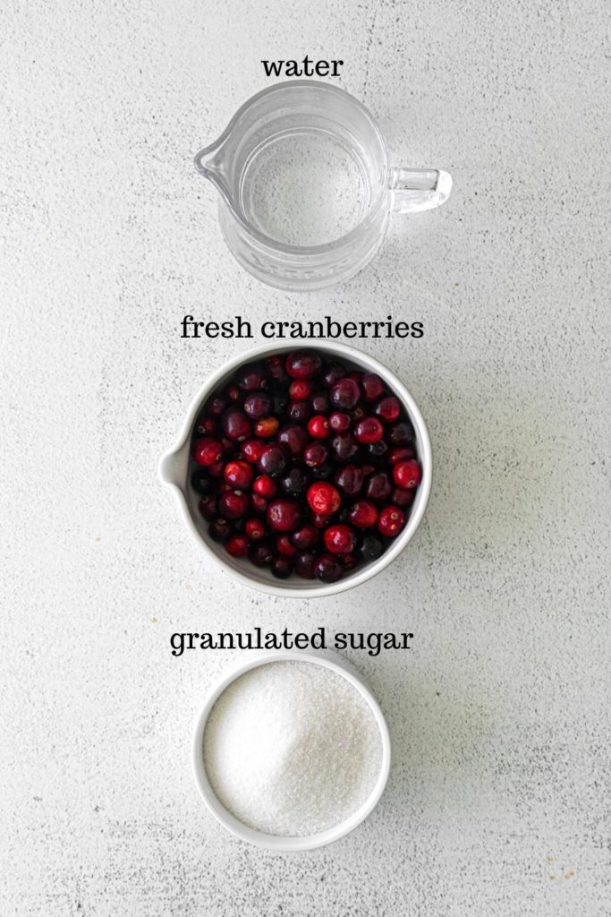 Ingredients for making sugared cranberries.