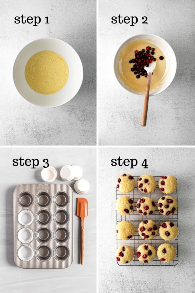 How to make cranberry cupcakes in 4 easy steps.