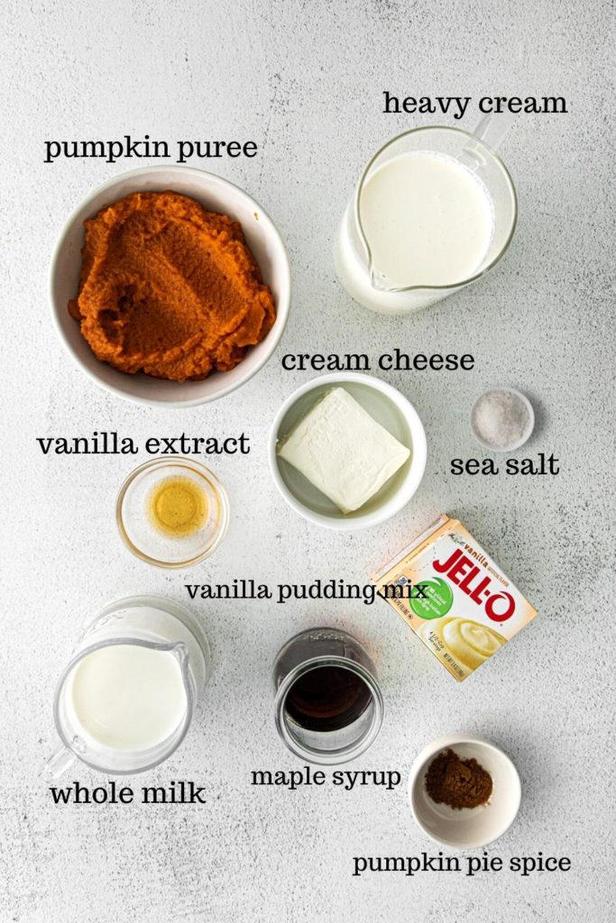 Ingredients for pumpkin mousse recipe.