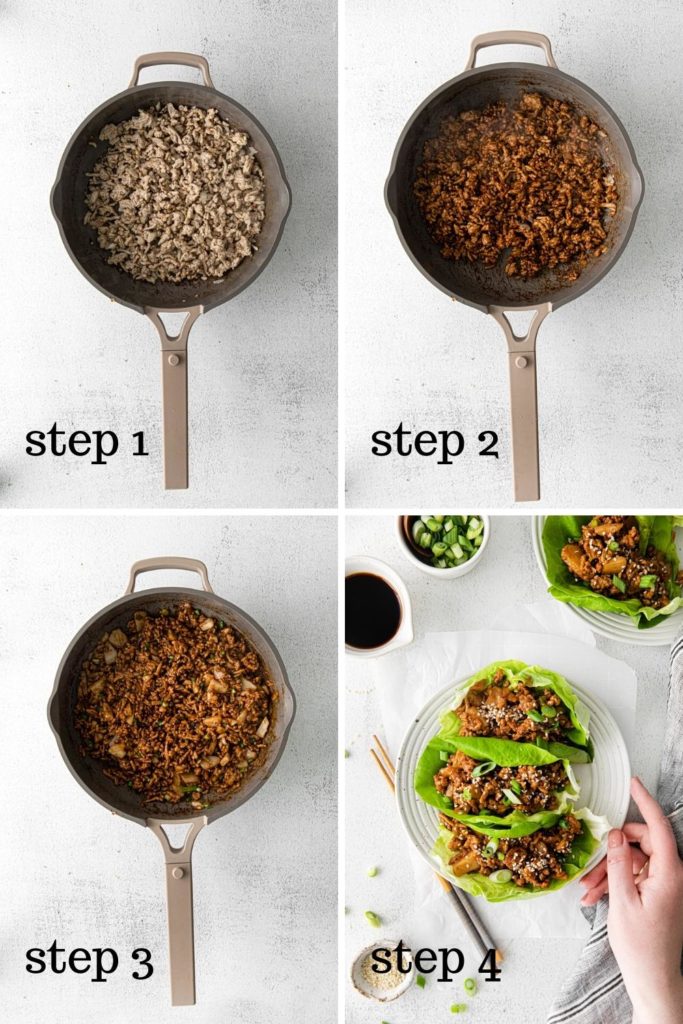 How to make copycat P.F. Chang's chicken lettuce wraps in 4 easy steps.