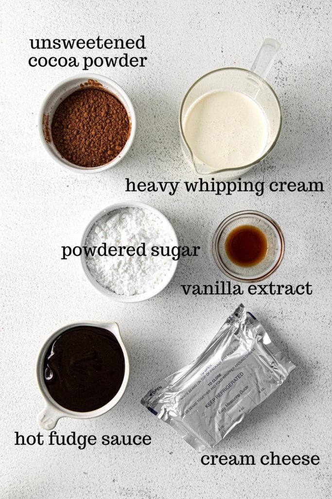 Ingredients for chocolate mousse trifles.