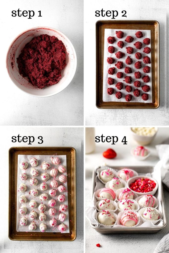 How to make red velvet cake balls in 4 easy steps.