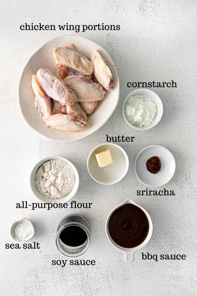 Ingredients for the best BBQ chicken wings recipe.