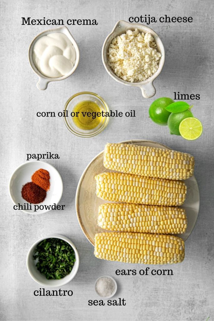 Ingredients for Mexican street corn dip recipe.