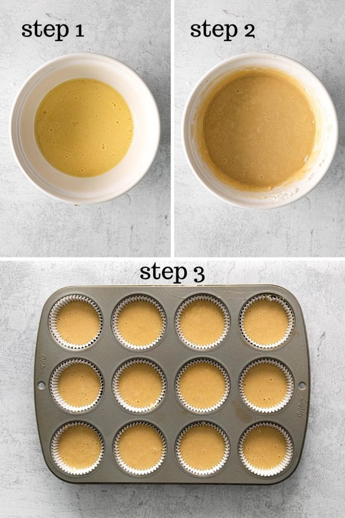 How to make vanilla cake batter for Easter cupcakes in 3 easy steps.
