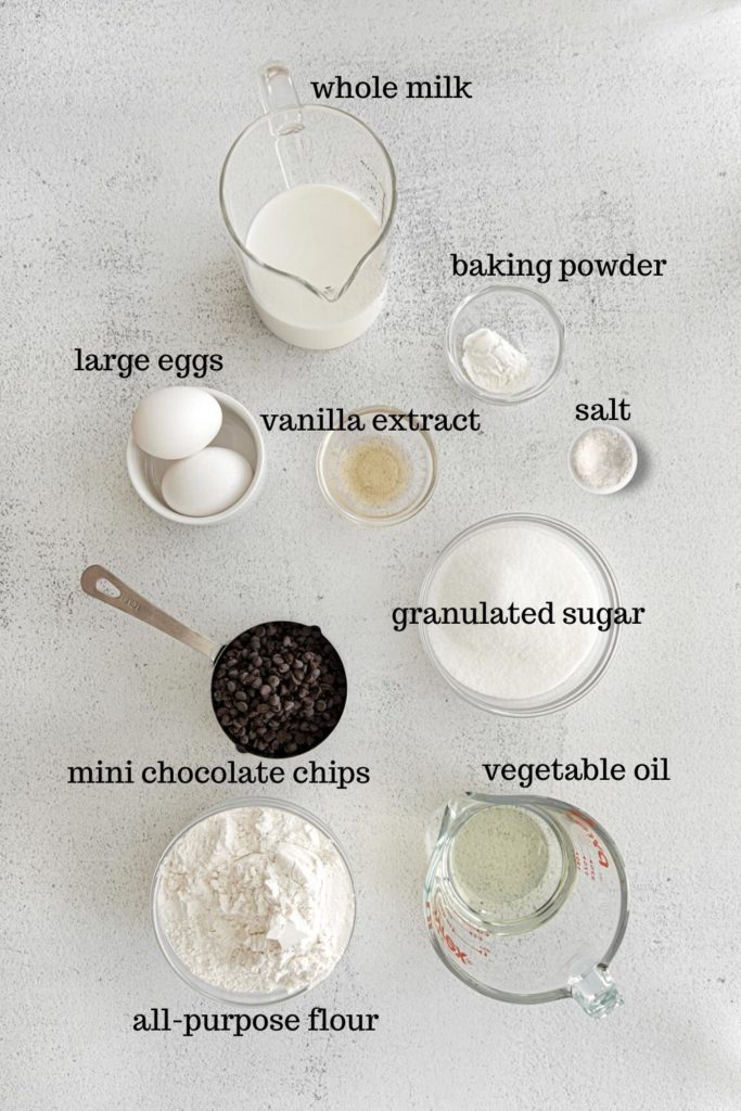 Ingredients for white chocolate chip cupcakes.