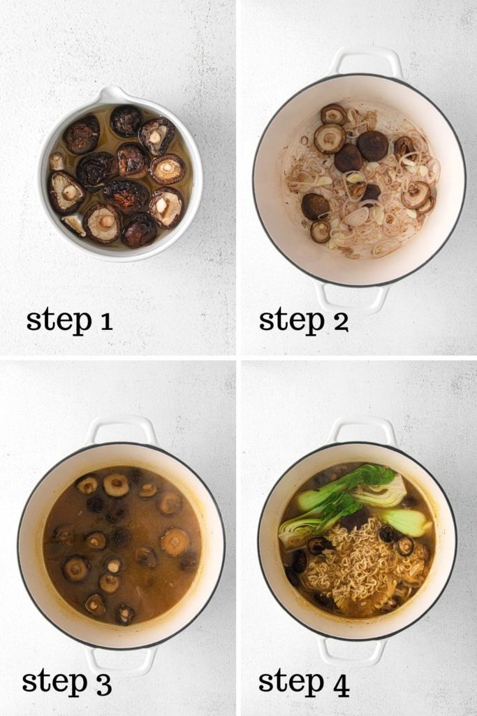 How to make a restaurant-style mushroom ramen bowl in 4 easy steps.