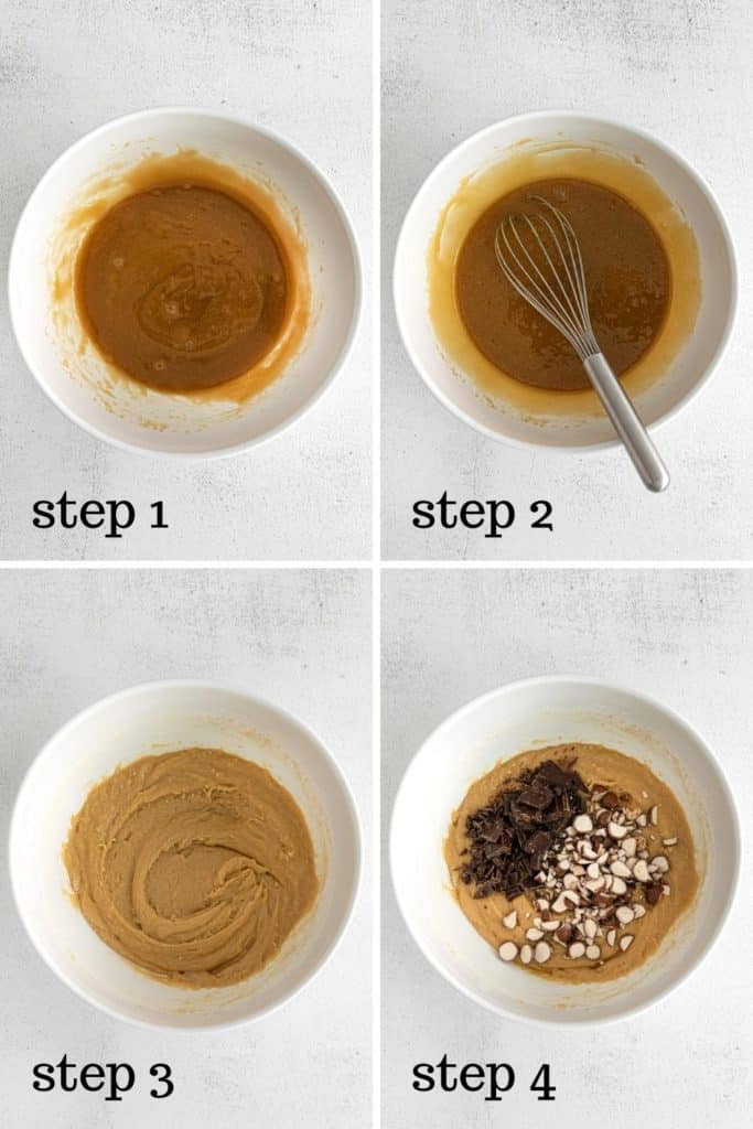 Easy recipe steps to make the cookie dough for malted milk cookies.