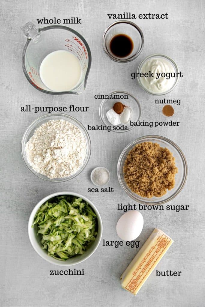 Ingredients for mom's zucchini bread recipe.