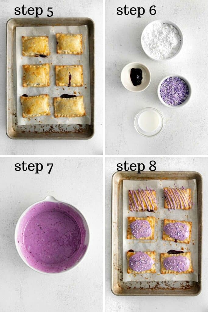How to glaze and decorate homemade blueberry pop tarts.