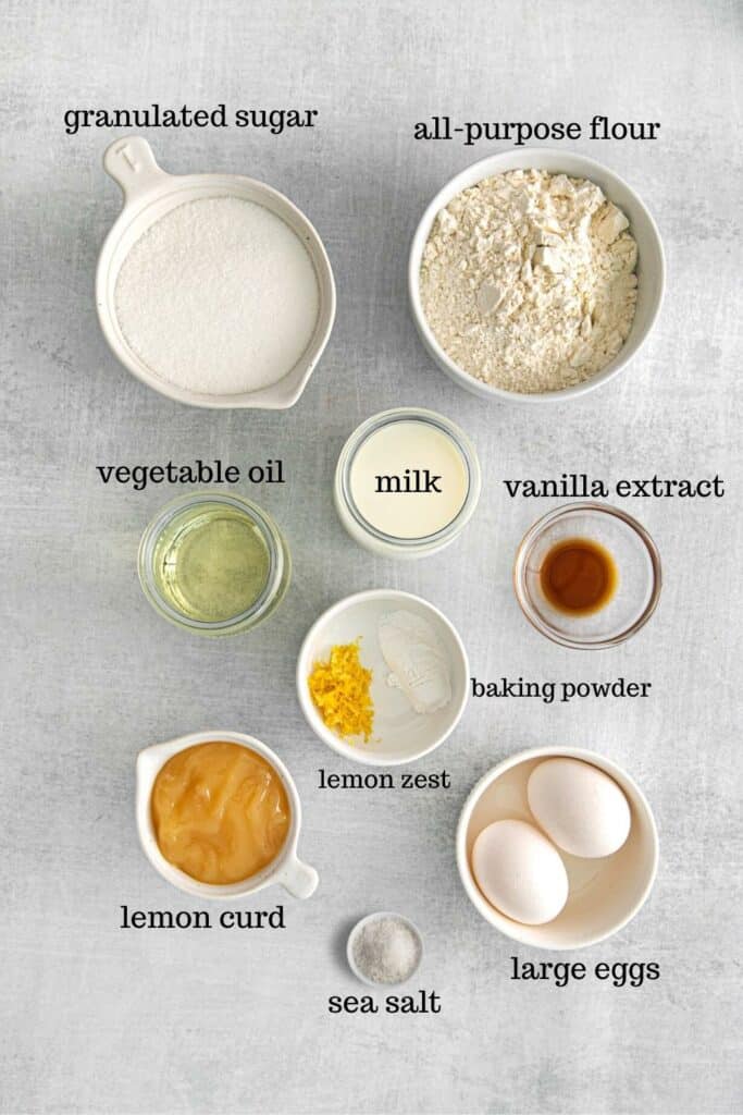 Ingredients for making lemon filled cupcakes..