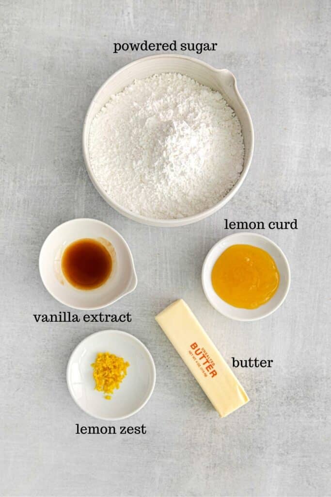 Ingredients for lemon curd frosting.