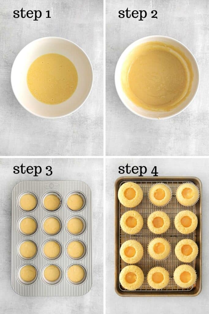 How to make the best lemon filled cupcakes in 4 easy steps.