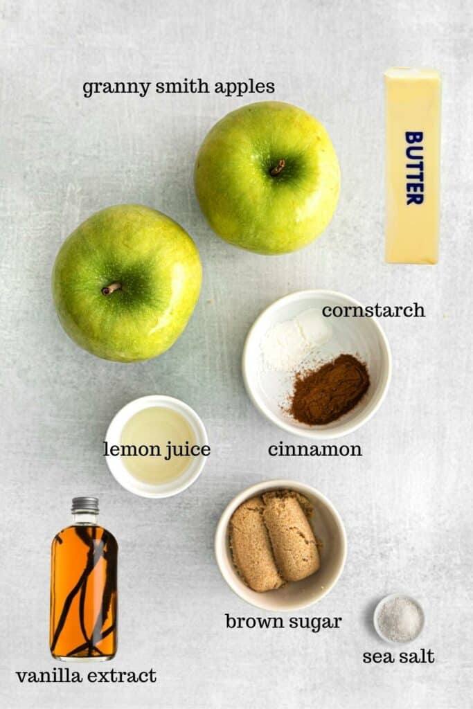 Ingredients for apple galette filling.